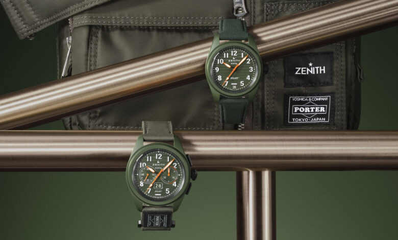 Zenith เปิดตัวนาฬิกานำร่องสองเรือนในสีกากีเซรามิกพร้อม Porter